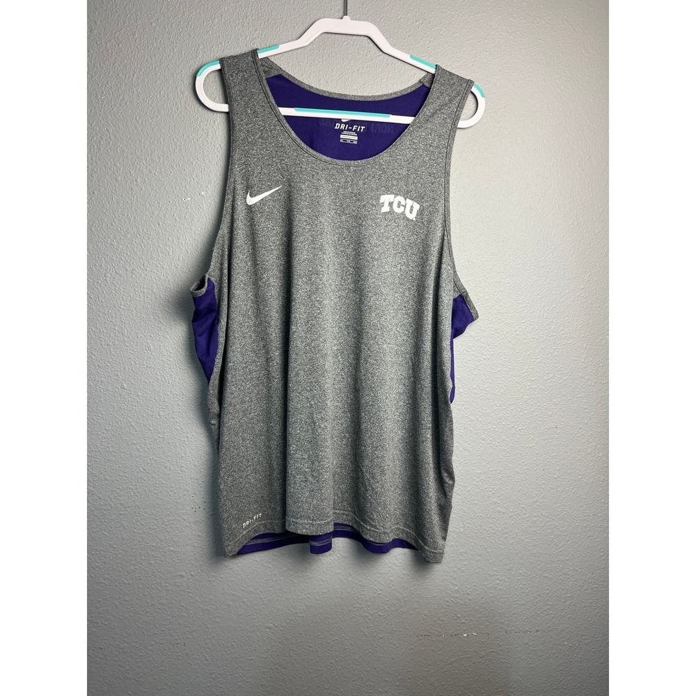 Nike Dri-FIT TCU Horned Frogs Tank Top Mens XXL Grey Purple Football Fan Sporty